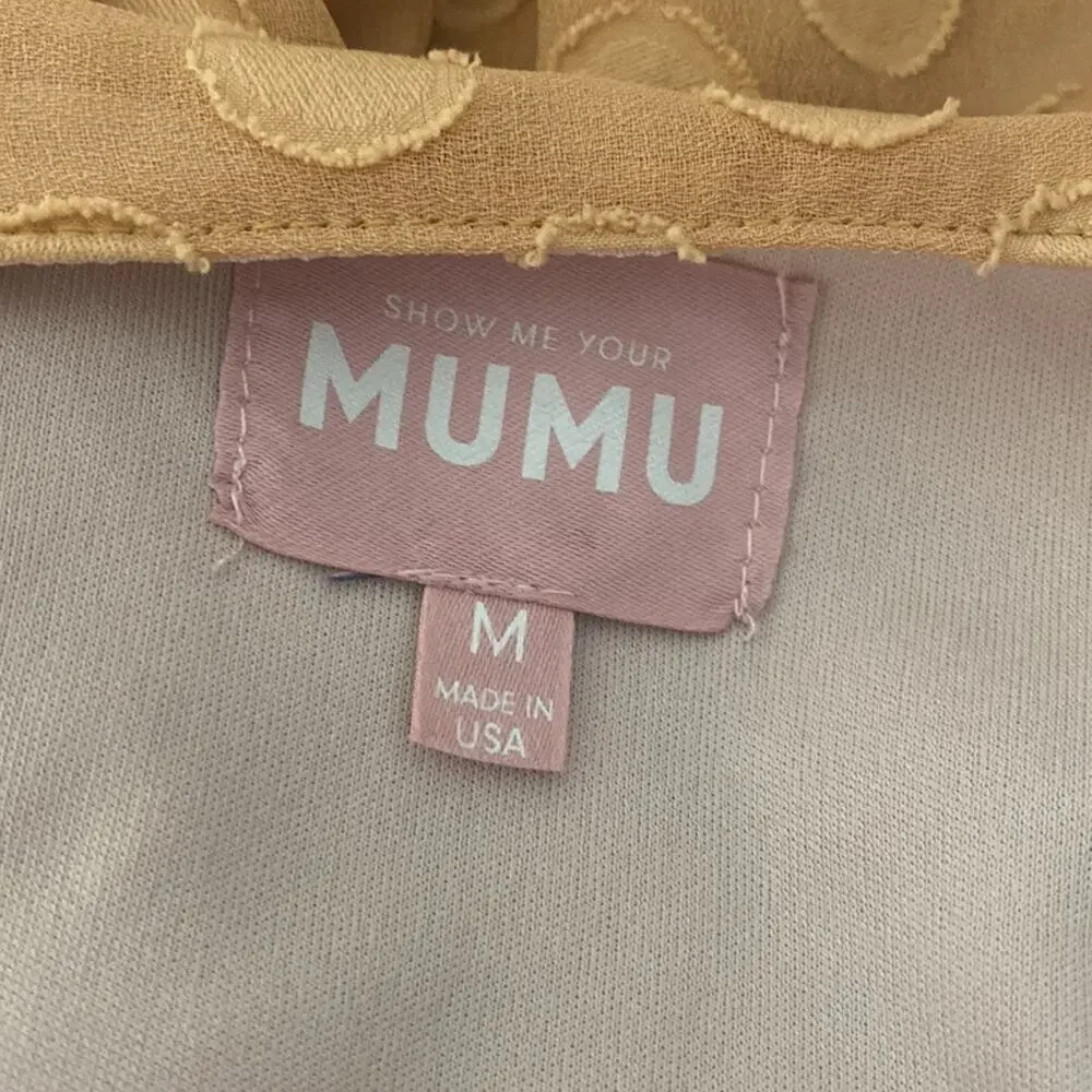 SHOW ME YOUR MUMU Go Out Cut Out Maxi Dress Gold Dot Long Sleeves Boho Medium - Picture 11 of 14